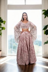 Blush Radiance Sequins Ensemble Lehnga Choli for Rental