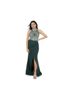 emerald dream halterneck glam gown rental services