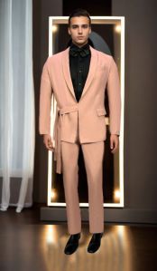Pastel Pink Crepe Suit for Rental