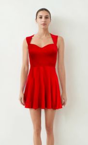 Red Sweetheart Neck Sleeveless Dress for Rental