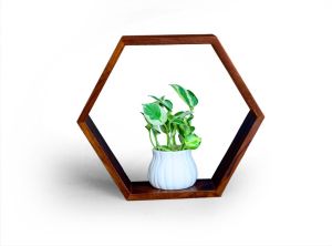 Teakwood Wall Decorating Hexagon Frame