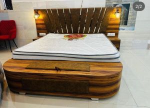 wooden double bed