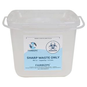 FAIRBIZPS Bio-Medical Sharps Container with Puncture Proof for Needles, Implants-Capacity 1.5Liter