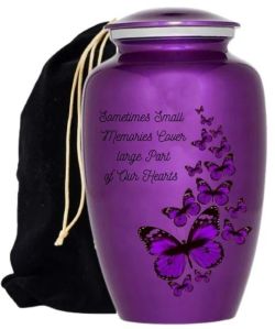 Butterfly Print  Design Cremation Urn with Velvet Bag