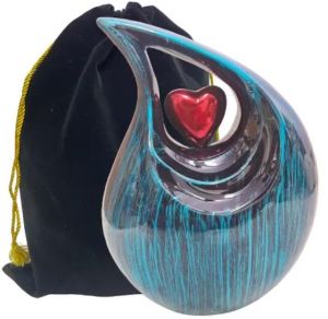 Gorgeous Black Teardrop Cremation Urn With Velvet Bag