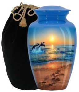Sunset View Beach Cremation Urn With Velvet Bag