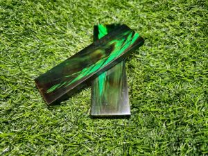 Dyed Buffalo Horn Green Strips Handle Scales
