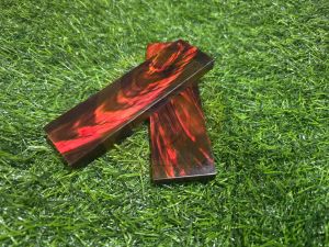 Dyed Buffalo Horn Red Strips Handle Scales