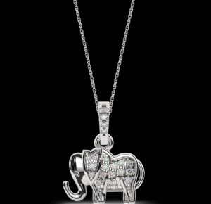 Elephant Shape Diamond Pendant Necklace