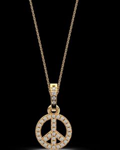 LNP-02 Peace Sign Diamond Pendant Necklace