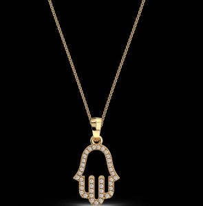 LNP-10 Hamsa Diamond Pendant Necklace