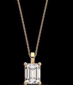 LNP-19 Solitaire Emerald Diamond Pendant Necklace