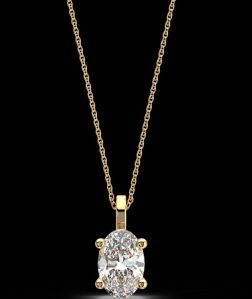 LNP-26 Solitaire Oval Diamond Pendant Necklace