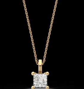 LNP-32 Solitaire Princess Diamond Pendant Necklace