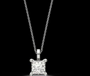 LNP-33 Solitaire Princess Diamond Pendant Necklace