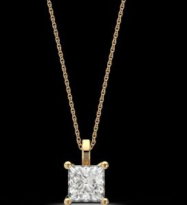 LNP-34 Solitaire Princess  Diamond Pendant Necklace