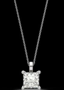 LNP-35 Solitaire Princess Diamond Pendant Necklace