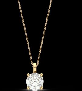 LNP-38 Solitaire Round Diamond Pendant Necklace