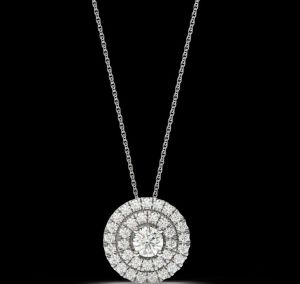 LNP-40 Double Round Halo Diamond Pendant Necklace