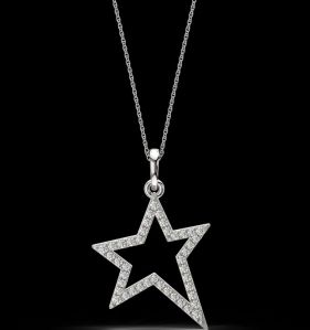 LNP-43 Open Star Diamond Pendant Necklace