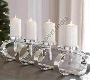 white metal candle pillar stands