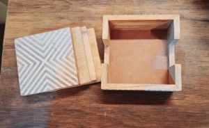 Square Wooden Coaster Set