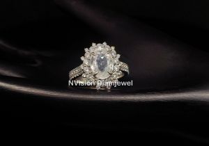 Lab Grown Diamond & Sapphire Ring in White Gold
