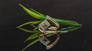 Natural Diamond Celestial Square Interlocked Ring