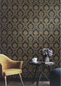 Blue & Golden Royal Printed Wallpaper