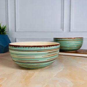 Iris Turquoise Ceramic Serving Bowl Set