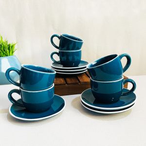 Retro Green Ceramic Tea Cup & Saucer Set