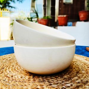 Subhra White Matte Ceramic Serving Bowls