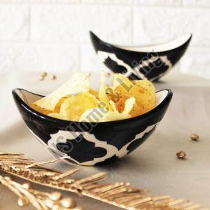 Black Moroccan Hand Painted Ceramic Snack Bowl