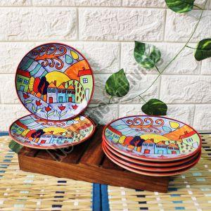 Exotic Panorama Hand Painted Ceramic Side Plates