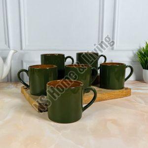 Forest Green Dual Tone Ceramic Tea Cups Set