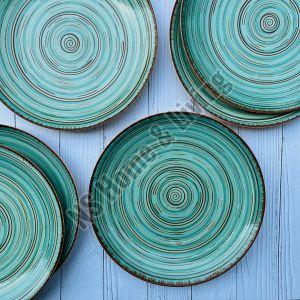 Iris Turquoise Ceramic Dinner Plates Set