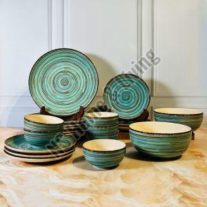 Iris Turquoise Ceramic Dinner Set