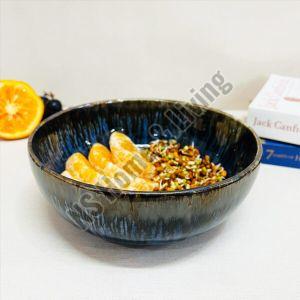 Ocean Blue Abstract Salad Snack Serving Bowl