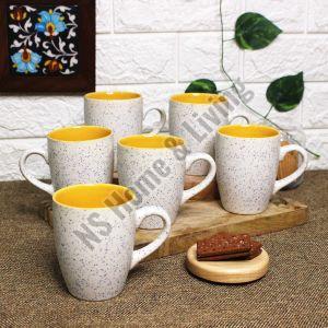 Spotted White & Yellow Matte Ceramic Mug