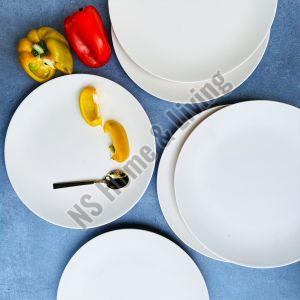 Subhra White Matte Ceramic Dinner Plate Set