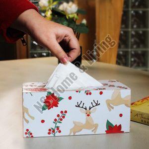 White Christmas Handcrafted Wooden Tissue Box Holder