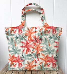 Flower Printed Canvas Tote Bags