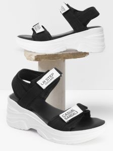 Ladies Black & White Jojo Sandals
