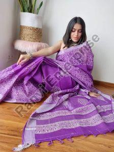 Ladies Party Wear Linen Cotton Saree, Speciality : Easy Wash, Anti-Wrinkle, Shrink-Resistant, Skin Friendly