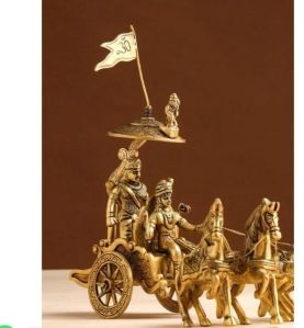 Authentic Krishna &amp;amp; Arjun Chariot Brass Statue