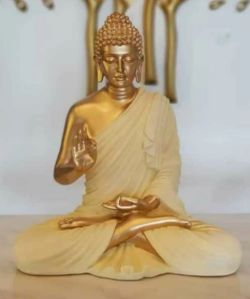 Blessing Buddha Home Decor Statue, Cream/ Golden 2ft