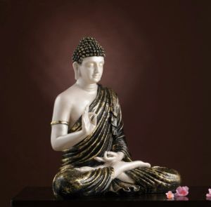 Blessing Buddha Statue, Gold/Matte Black 2ft