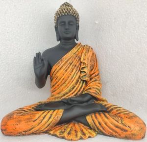 Blessing Buddha Statue, Orange/ Grey 2ft