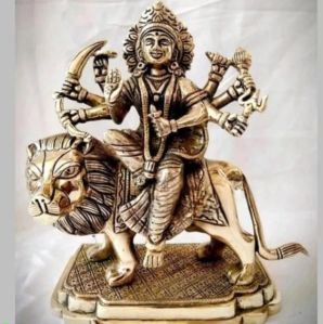 Brass Maa Durga Idol Sitting on Lion/Sherawali Maa