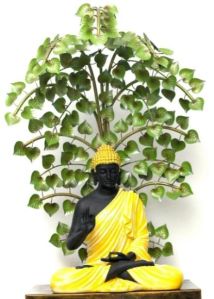 Buddha statue with Tree Black and yellow and Green Tree
